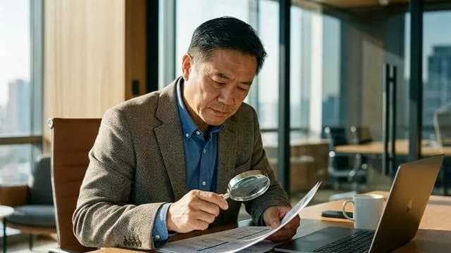 【图片占位】创始人正在审阅银行流水与移民提交清单